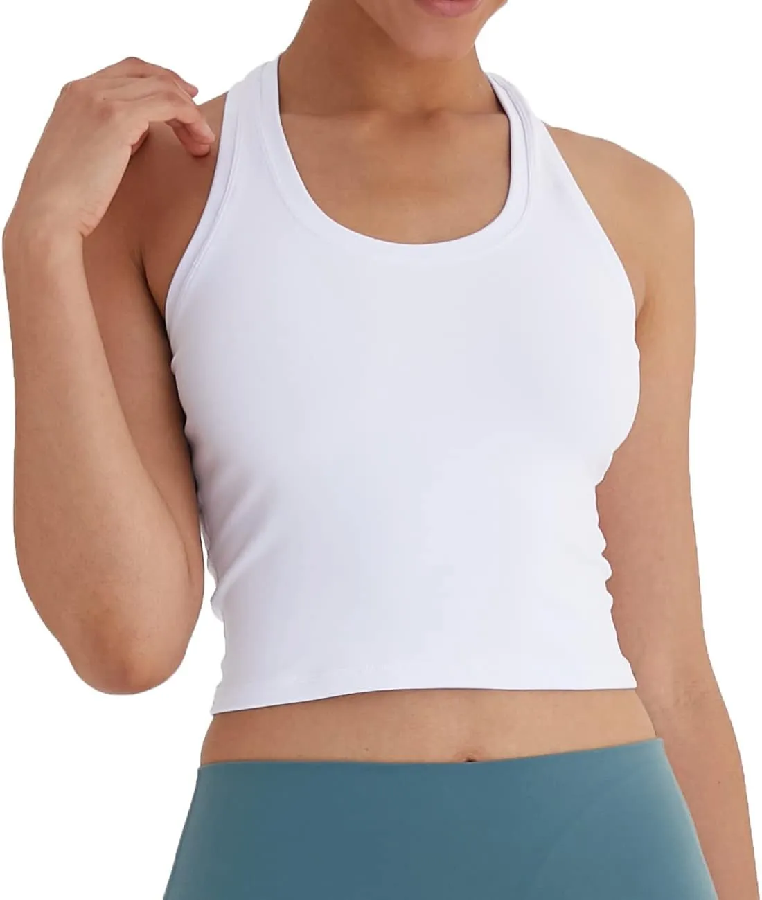 Women's Cropped Racerback Tank Tops Running Workout Tops Active Yoga Tops