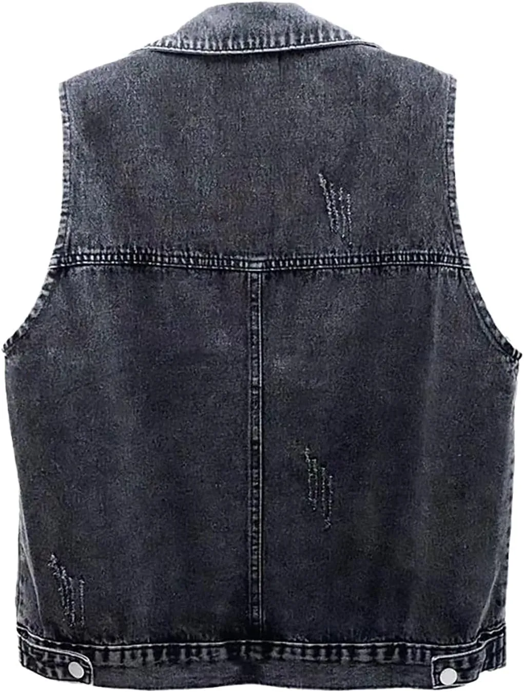 Womens Denim Vest Cropped Jean Jacket for Women Casual Distressed Denim Vest Sleeveless Waistcoat with Removable Hood