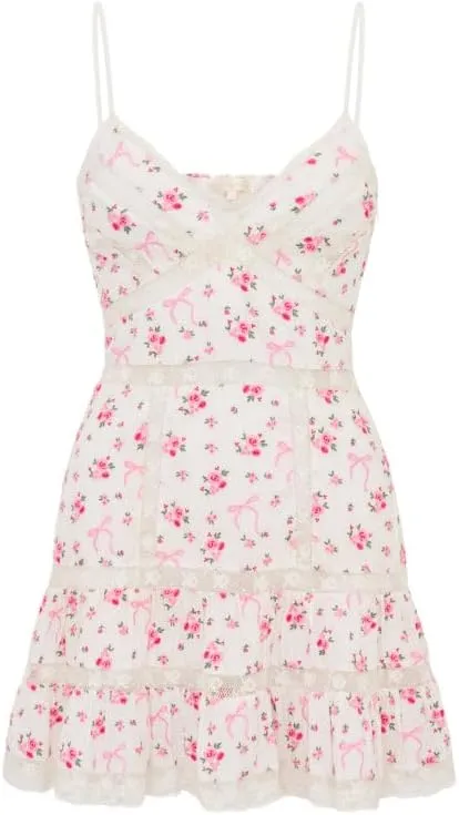 Women's Floral Mini Dress Y2k Lace Slip Flowy Dresses V Neck Patchwork Short Dress