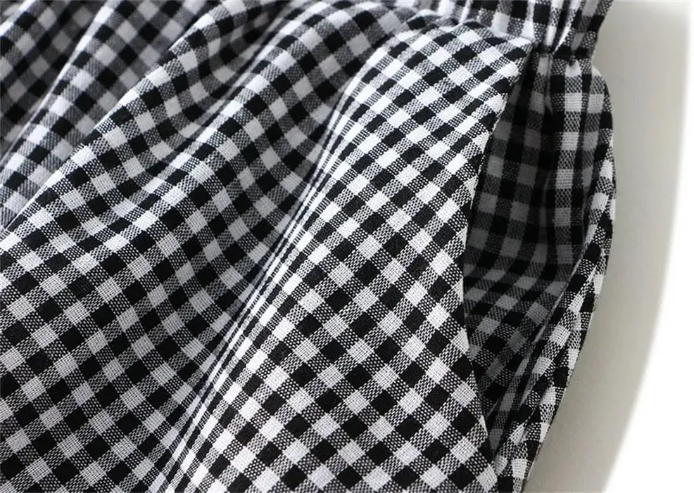 Women's Flower Bud Umbrella Skirt High Waisted A-Line Casual Medium Long Pleated Plaid Skirts