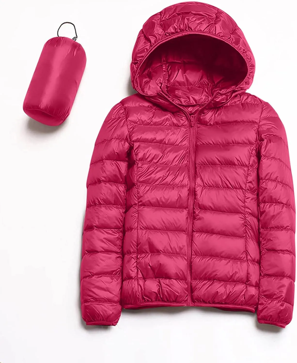Women's Hooded Packable Puffer Jackets Winter Lightweight Warm Down Coats Trendy Slim Fit Windproof Duck Down Outwear