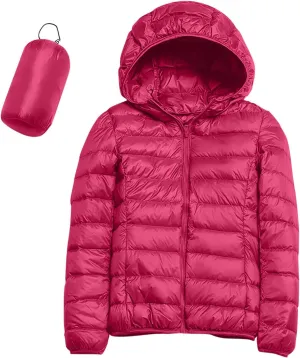 Women's Hooded Packable Puffer Jackets Winter Lightweight Warm Down Coats Trendy Slim Fit Windproof Duck Down Outwear