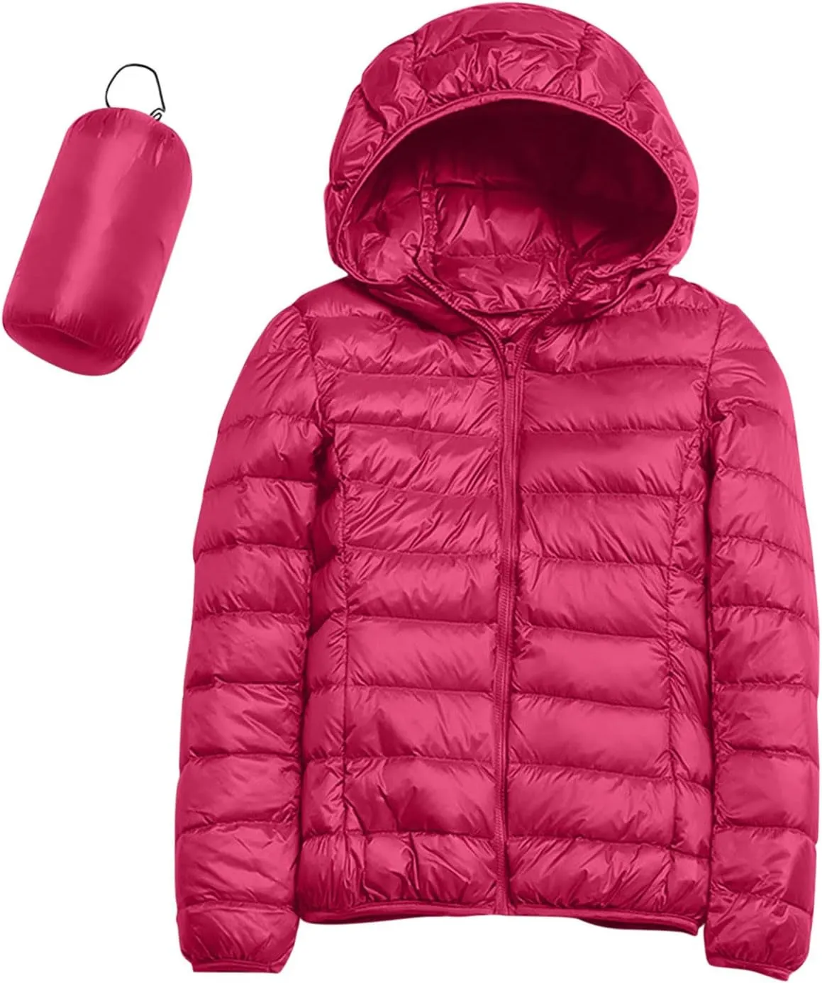 Women's Hooded Packable Puffer Jackets Winter Lightweight Warm Down Coats Trendy Slim Fit Windproof Duck Down Outwear