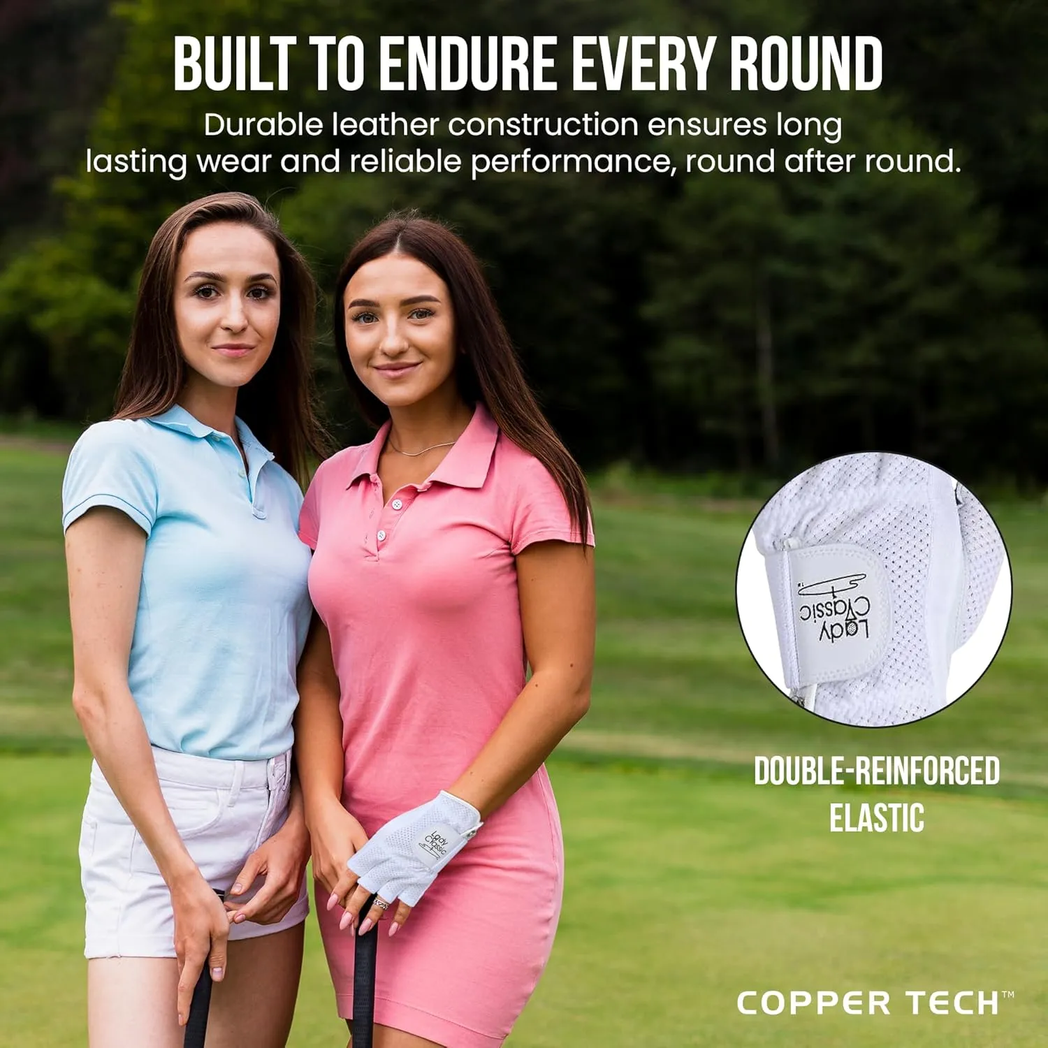 Women's Right and Left Handed Golfers Golf Glove  Mesh Mesh Half Finger, Cabretta Leather, Flexible Grip, Lightweight, Long-Lasting, with Removable Ball Marker
