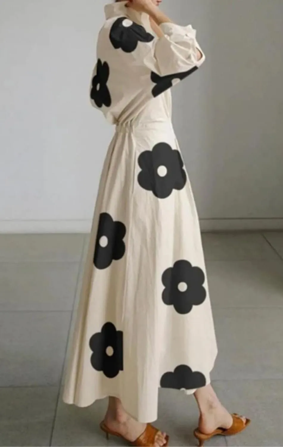 Women's Stand-Up Collar Cotton Breathable Dress Summer Ankle Length Shift Dress Side Pockets Simple Maxi Dress