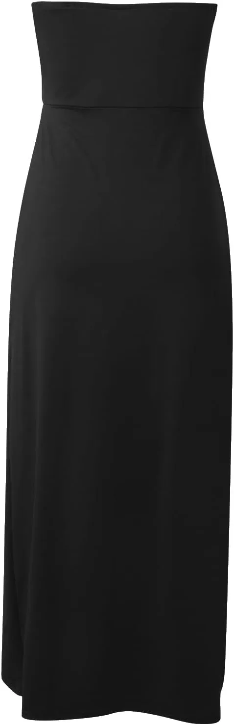 Women's Strapless Bodycon Tube Dress Sexy Off Shoulder Irregular Ruffle Backless Party Midi Dresses