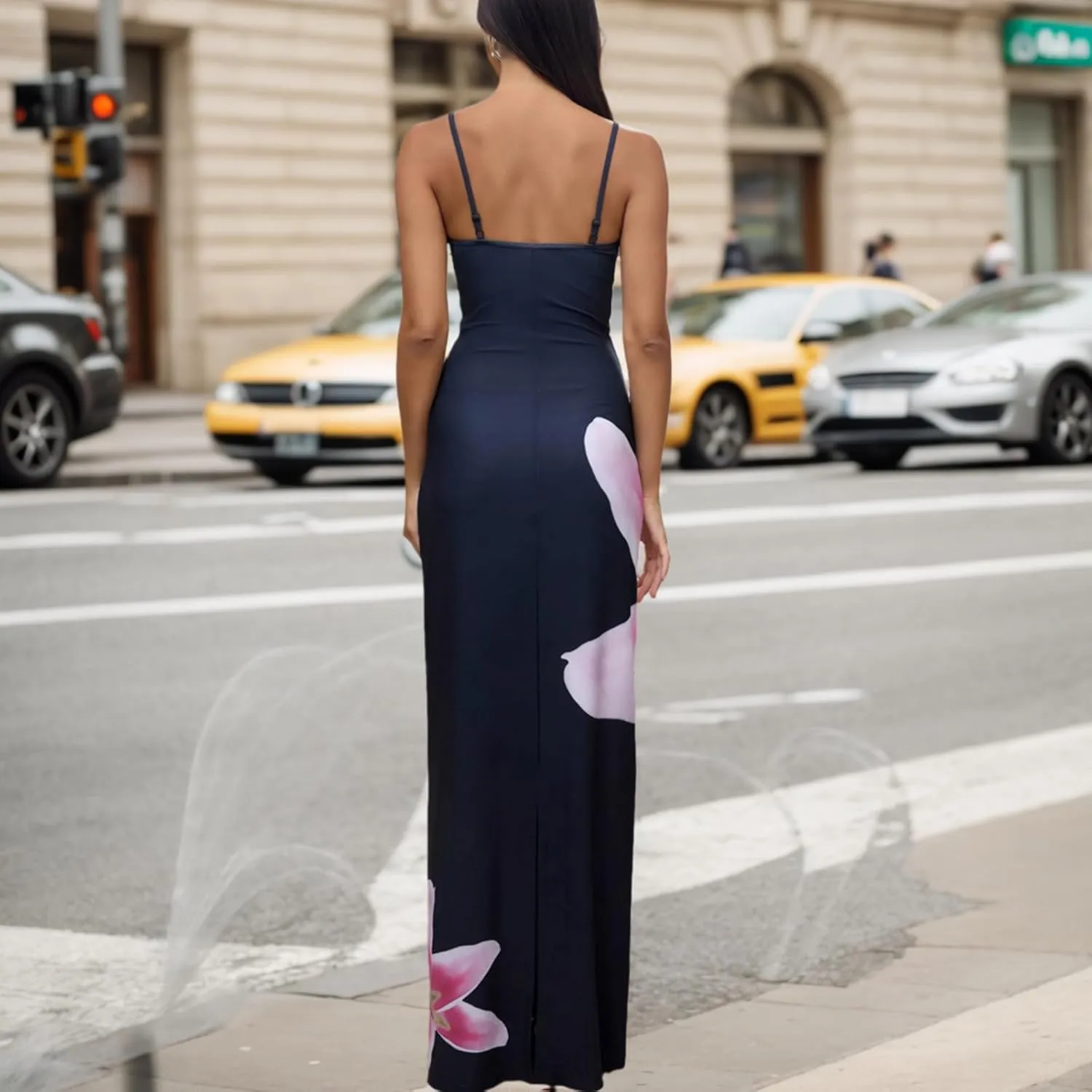 Womens Summer Casual Floral Dresses Spaghetti Strap Bodycon Maxi Beach Dress Elegant Evening Party Long Dresses