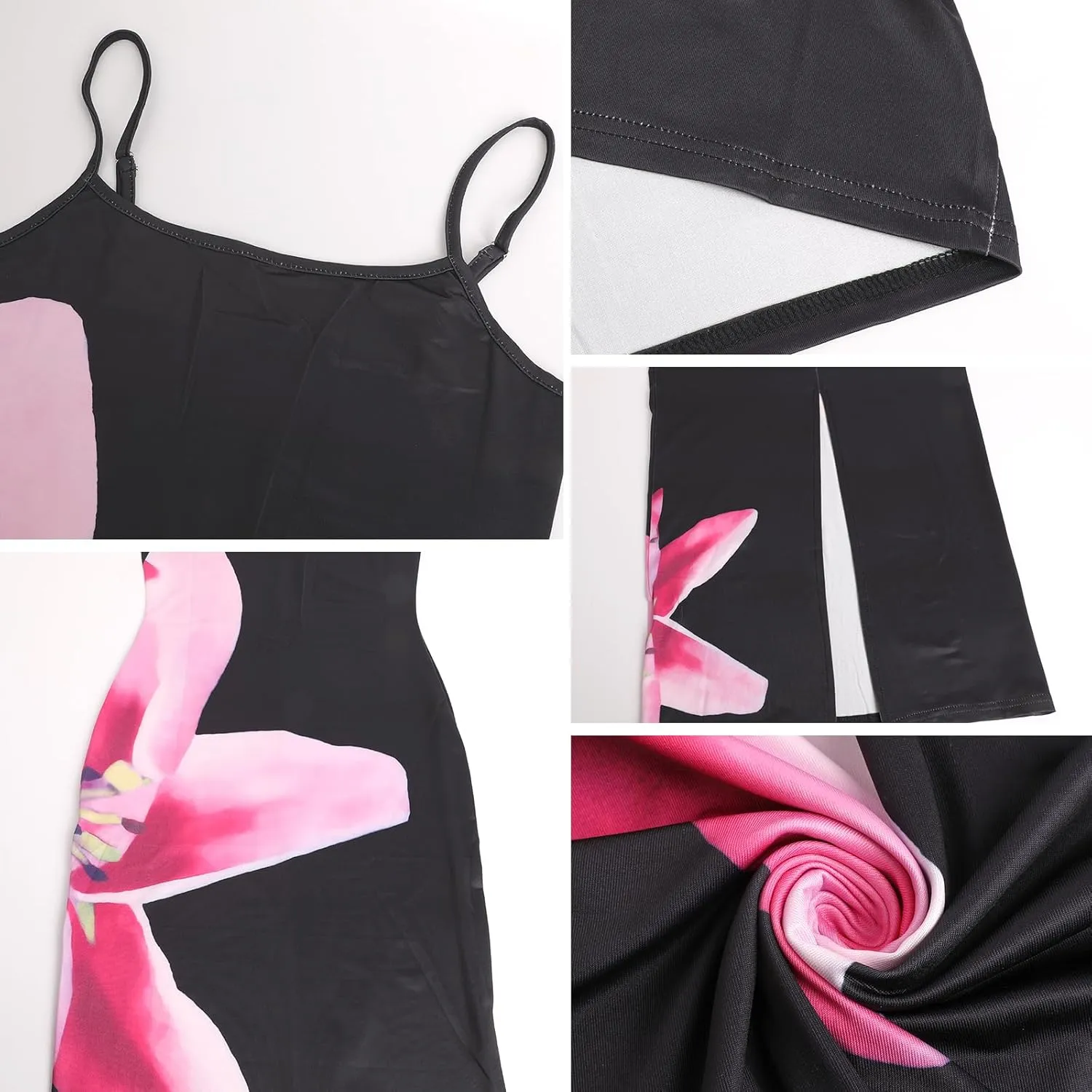Womens Summer Casual Floral Dresses Spaghetti Strap Bodycon Maxi Beach Dress Elegant Evening Party Long Dresses