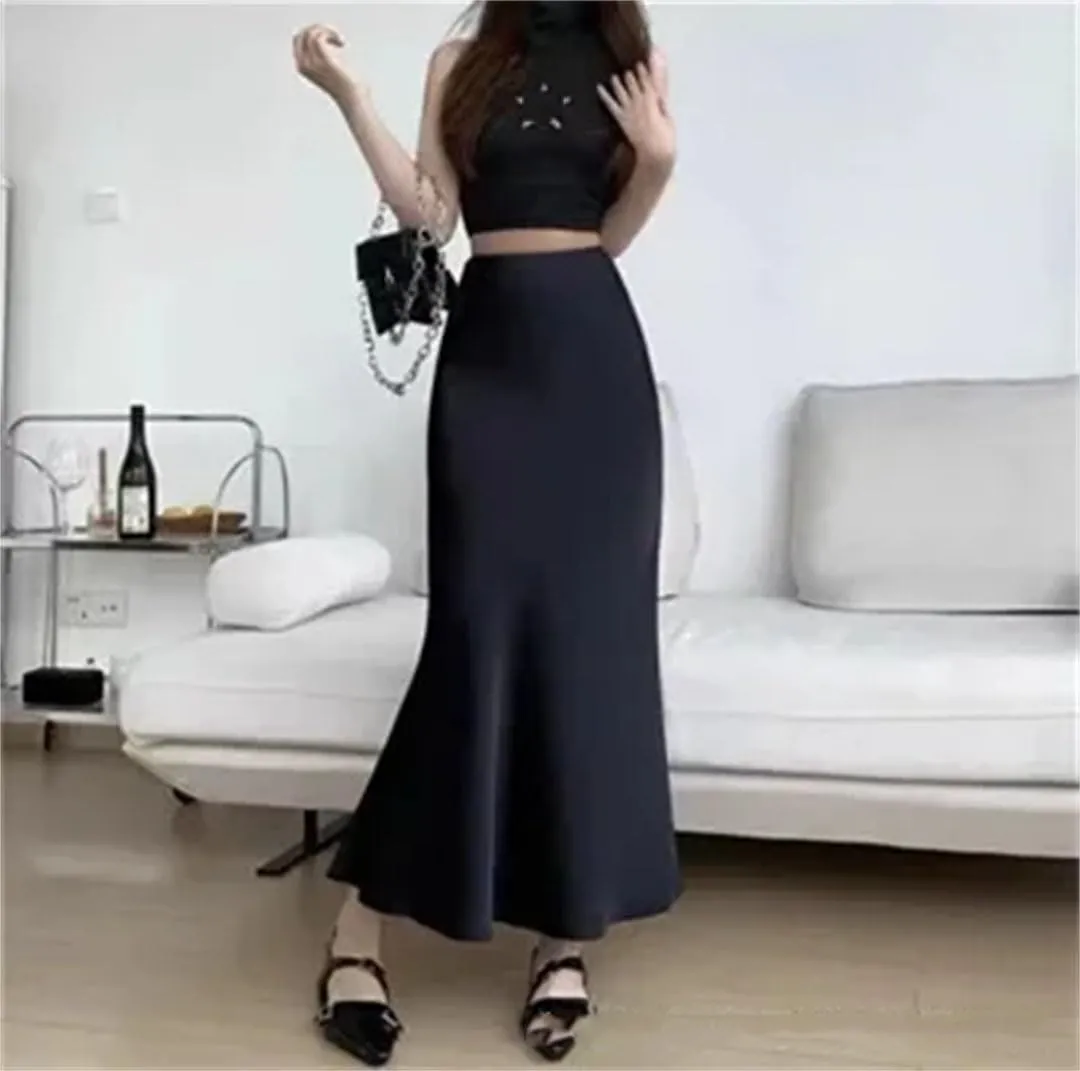 Women's Summer High-Waisted Bodycon Medium-Length Sensibility Design Niche Skirt