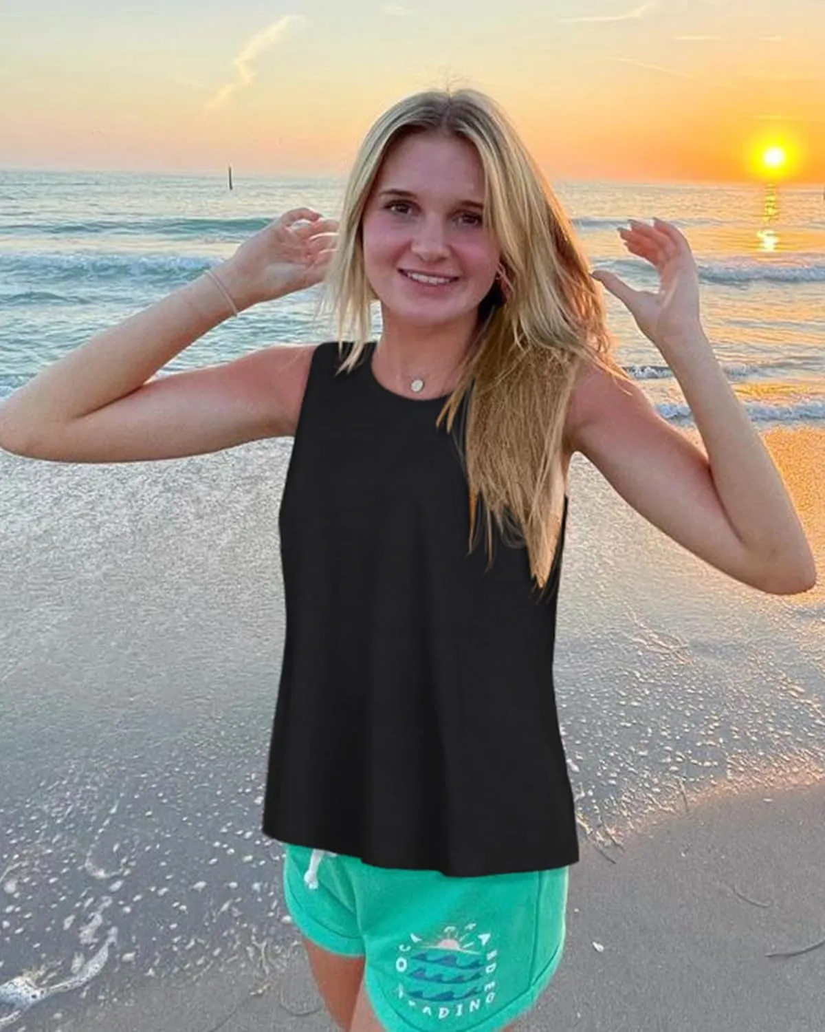 Womens Tank Tops Summer T Shirts Sleeveless Casual Loose Tunic Blouses