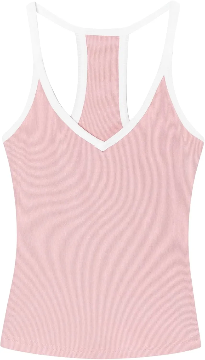 Womens V Neck Racerback Tank Tops Workout Tops for Women Sleeveless Tops