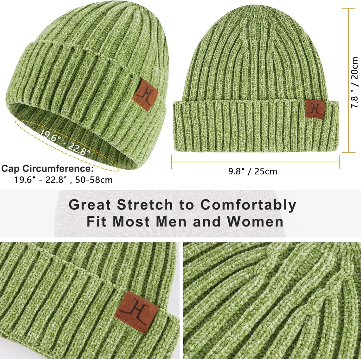 Womens Winter Knit Warm Hat Beanie Long Scarf Touch Screen Gloves Set Skull Caps Neck Scarves for Women