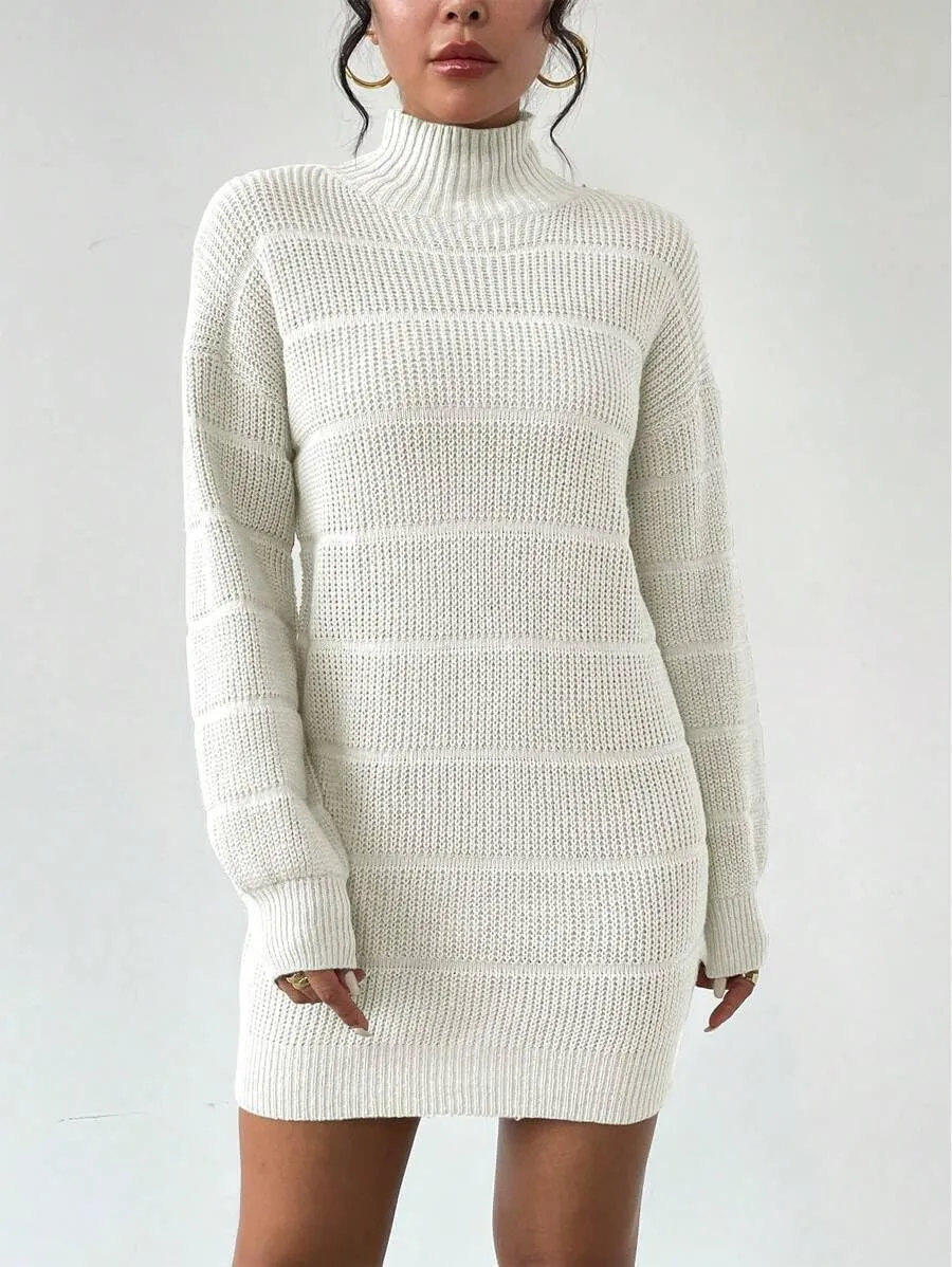 Women's Winter Sweater Dress Long Sleeve Turtleneck Chunky Knitwear Dress Pullover Bodycon Sweater Dress