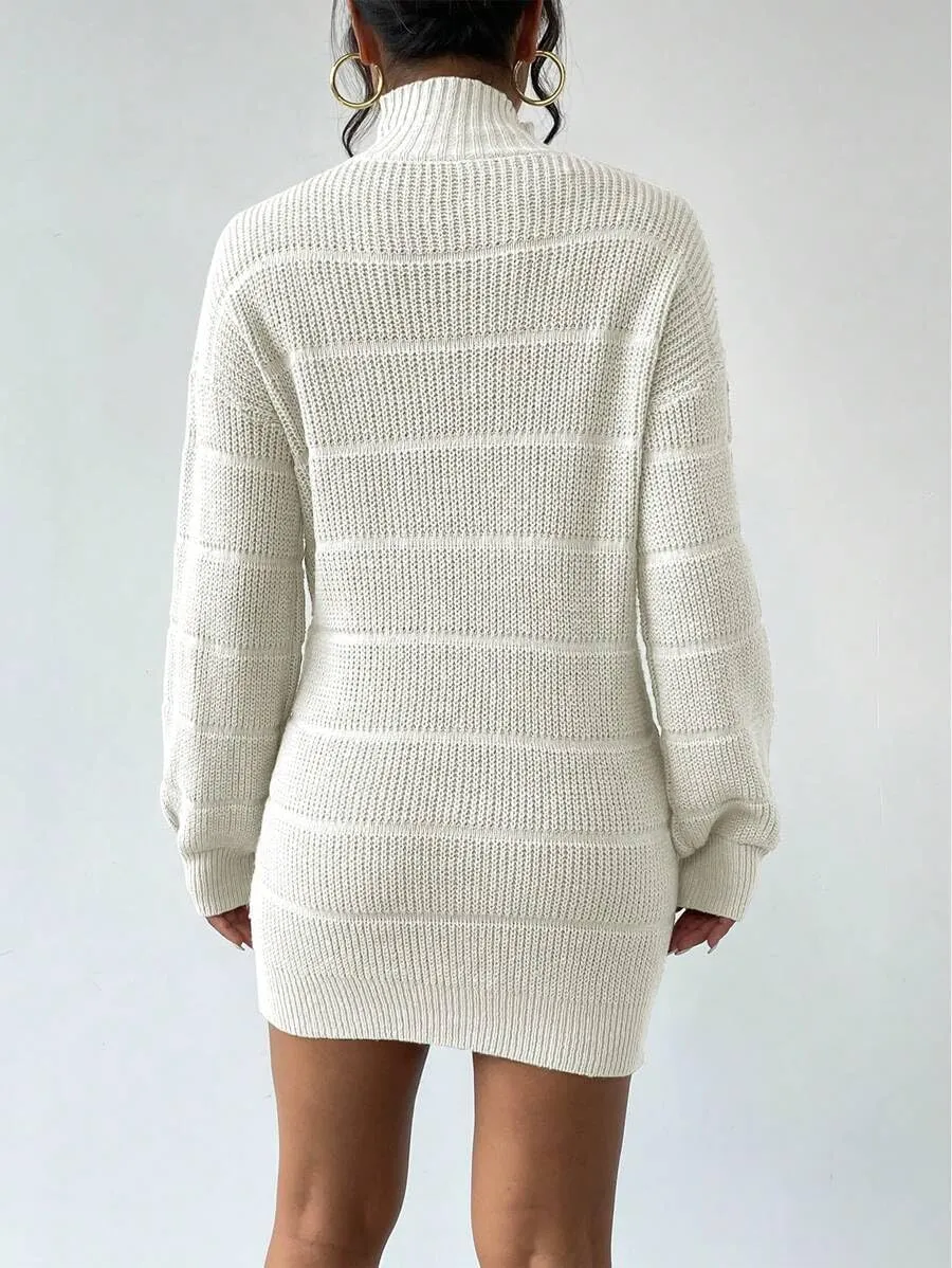 Women's Winter Sweater Dress Long Sleeve Turtleneck Chunky Knitwear Dress Pullover Bodycon Sweater Dress