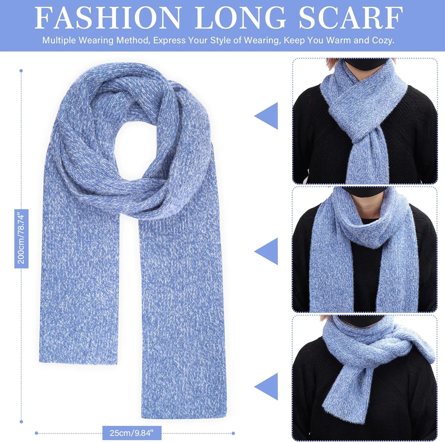 Womens Winter Warm Knit Beanie Hat Touchscreen Gloves Long Neck Scarf Set with Fleece Lined Skull Caps Gifts for Women