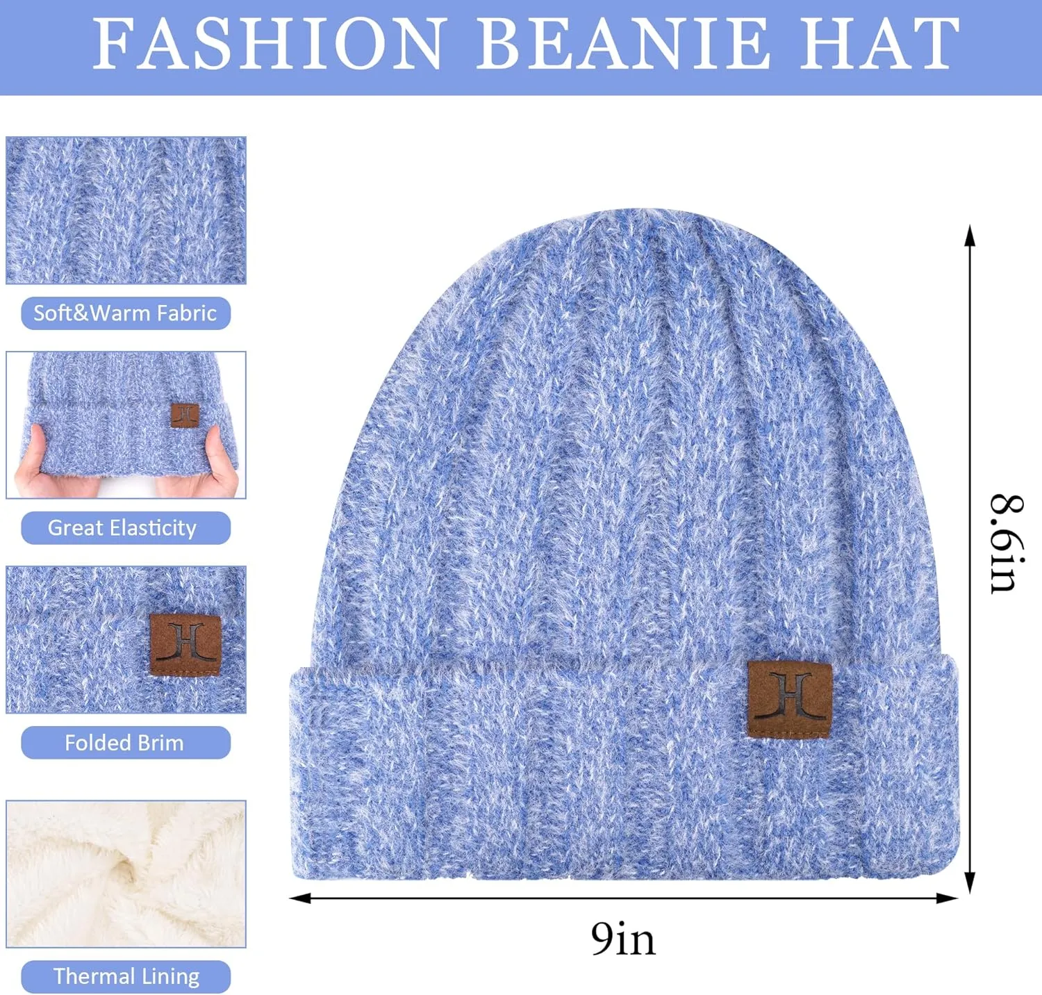 Womens Winter Warm Knit Beanie Hat Touchscreen Gloves Long Neck Scarf Set with Fleece Lined Skull Caps Gifts for Women