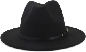 Wool Flat Top Fedora Hat for Women Men Party Church Hats Fedoras Panama Hats Vintage 1920s Wide Brim Jazz Cap