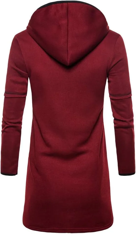 Ymosrh Men's Coat Hooded Cardigan Shawl Collar Lightweight Open Front Overcoat with Pockets Casual Coats Jackets, M-2XL