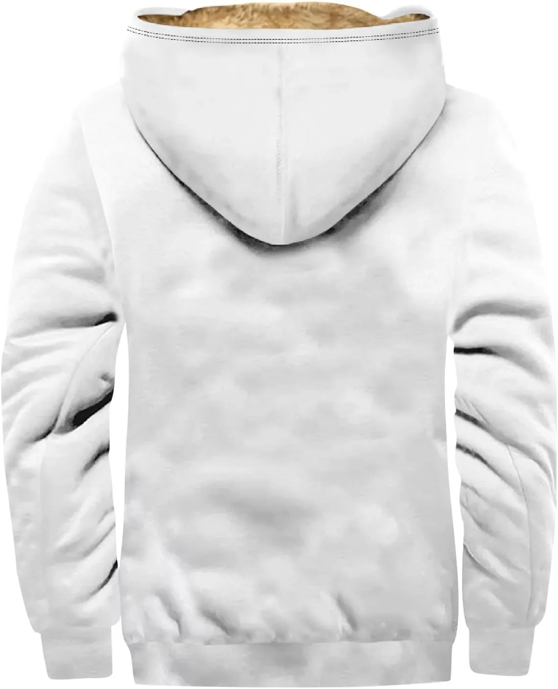 Zip Up Hoodie Men Winter Sherpa Lined Graphic Jacket Cool Thermal Graphic Coat Heavy Tie Dye Cold Weather Outwear